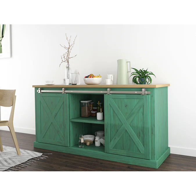 Quiet Glide 60-in Satin Nickel Indoor Top Mount Double Barn Door Hardware Kit