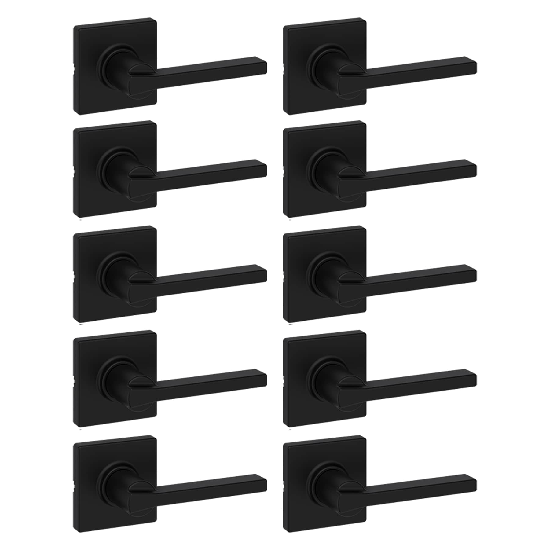 Casey Matte Black Interior Hall/Closet Passage Door Handle Contractor pack 10 -Pack