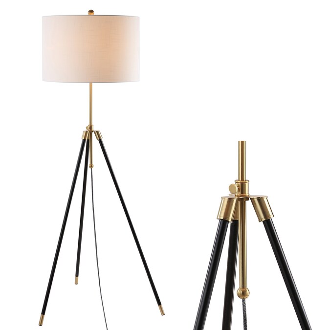 JONATHAN  Y Lucius Adjustable Transitional 67-in Black/Brass Gold Tripod Floor Lamp