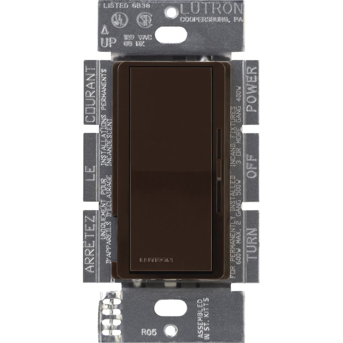 Lutron Diva ELV Single-pole/3-way Rocker Light Dimmer Switch, Brown