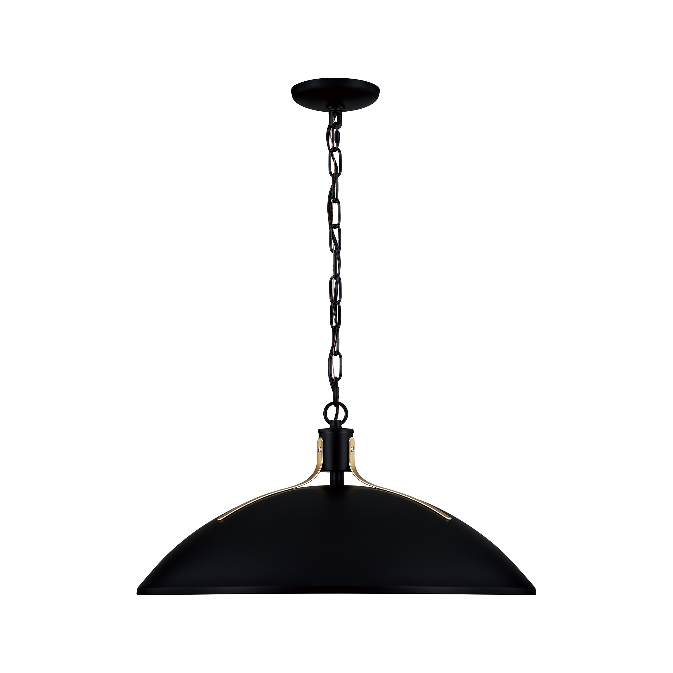 Lassen 3 -Light Matte Black and Nouveau Gold Modern/contemporary Dome Medium Hanging Pendant light - Image 6
