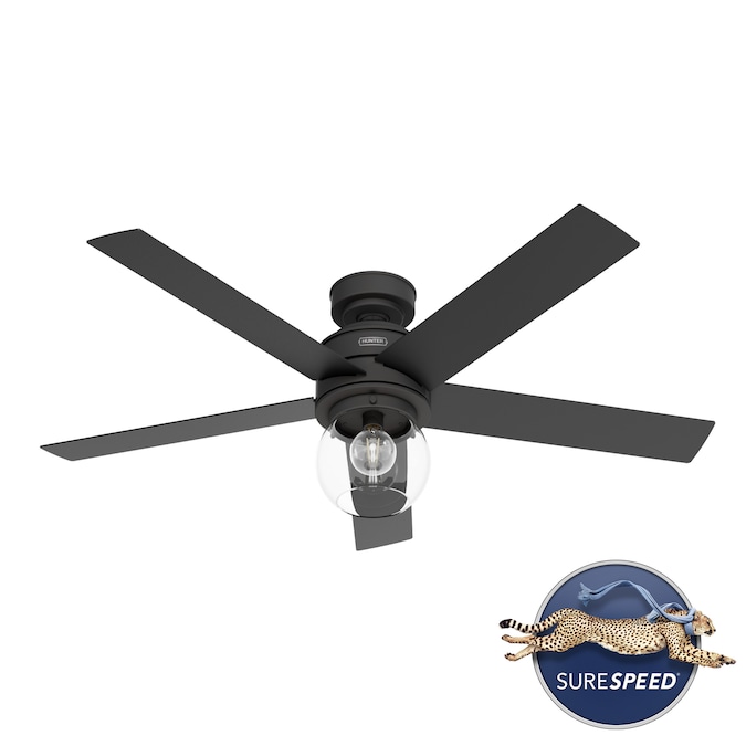 Hunter Xidane SureSpeed 52-in Matte black LED Indoor Ceiling Fan with Light and Remote (5-Blade)