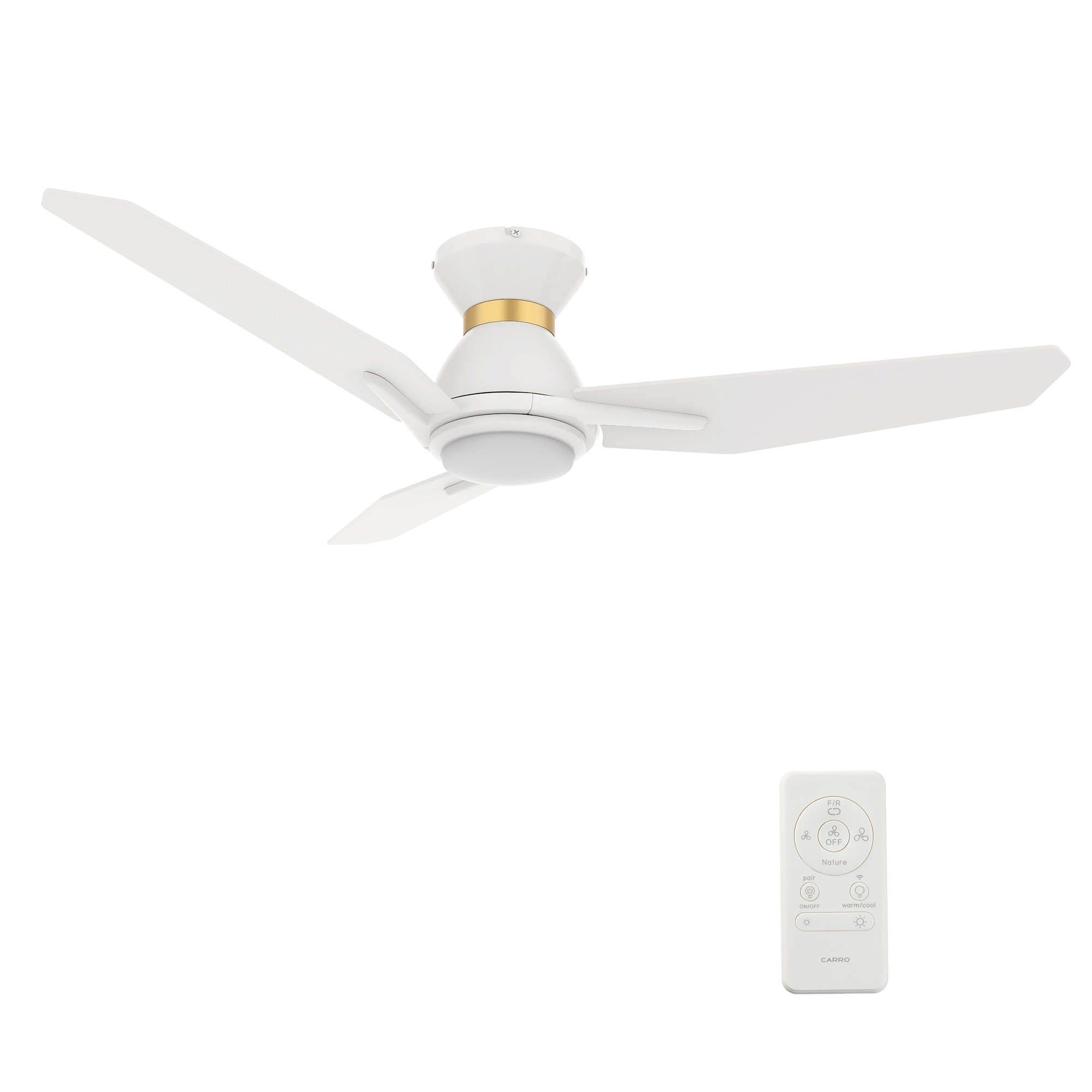 Tilbury 48-in Integrated LED Outdoor Flush Mount Smart White with White Blades Ceiling Fan With Light - Remote Included ( 3 -Blade )