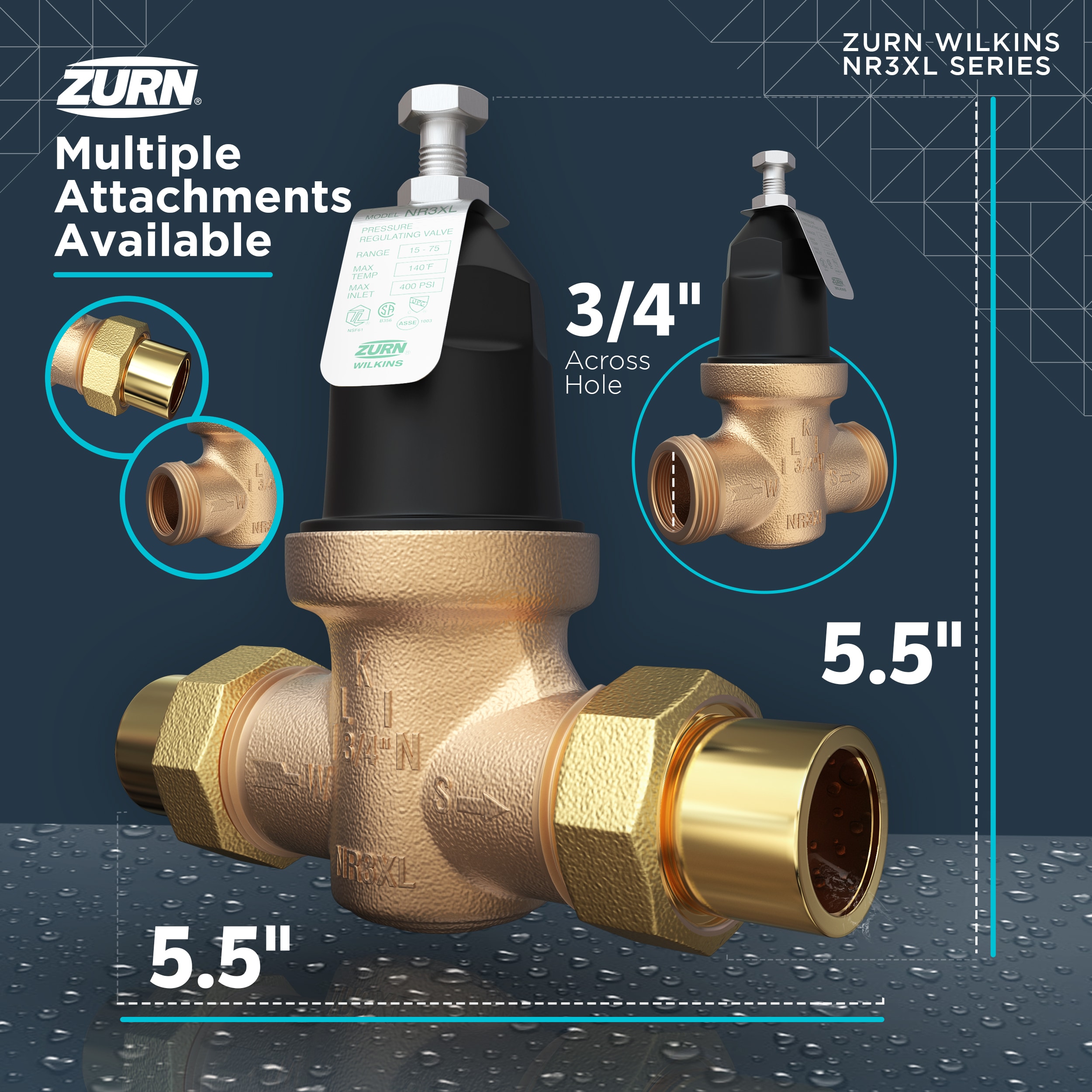 3/4-in PEX Bronze Pressure regulator valve - Image 9