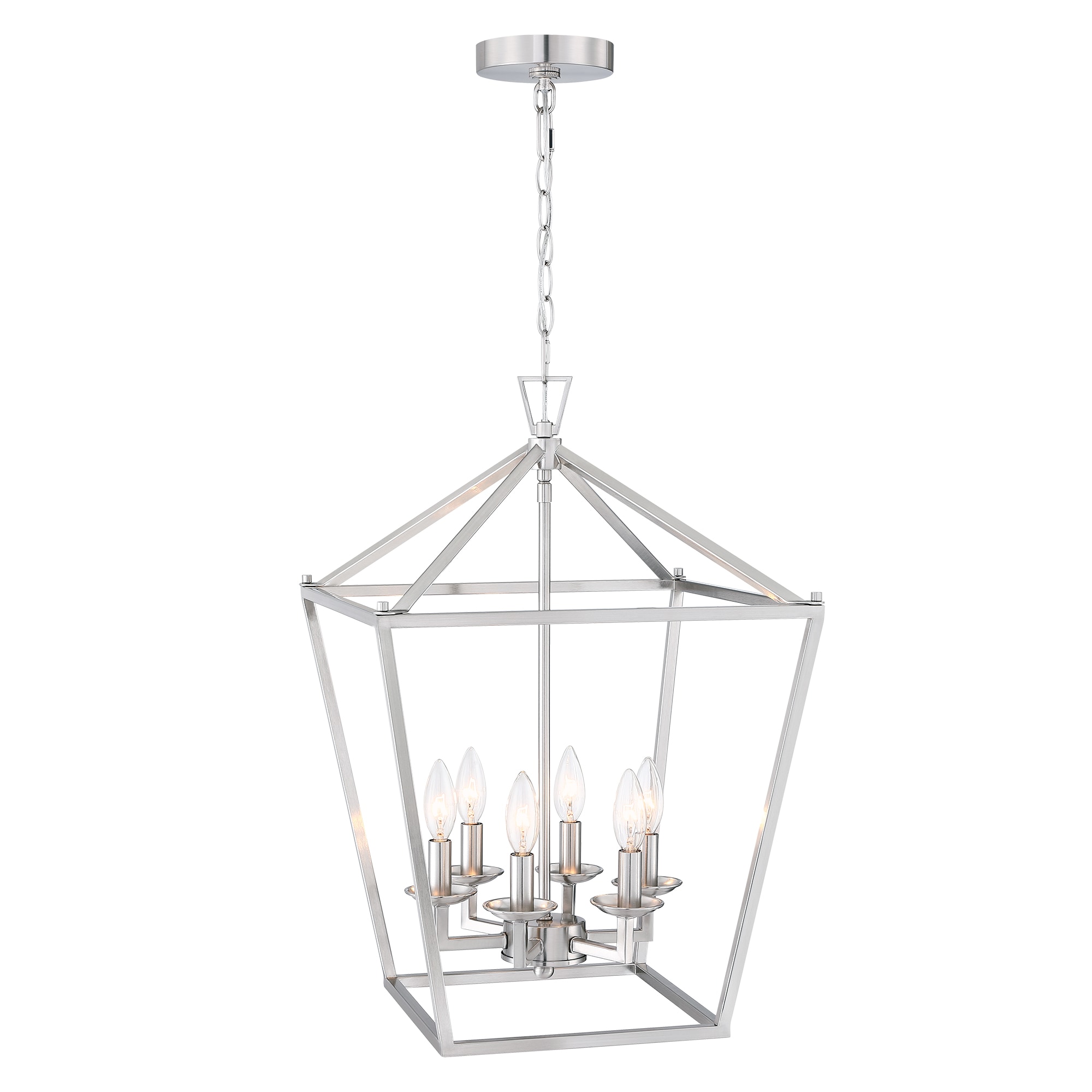 6 -Light Brushed Nickel Traditional Geometric Medium Hanging Pendant light