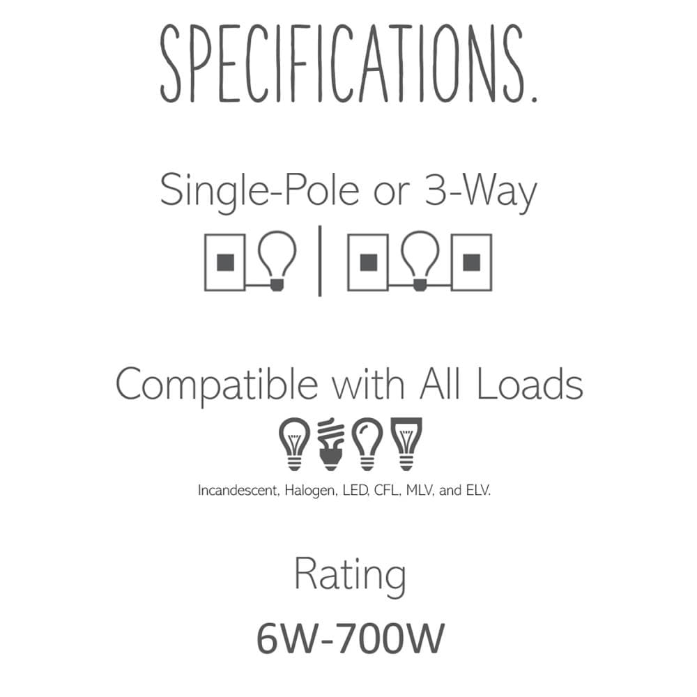 adorne sofTap Single-pole/3-way LED Illuminated Square Light dimmer Graphite - Image 6