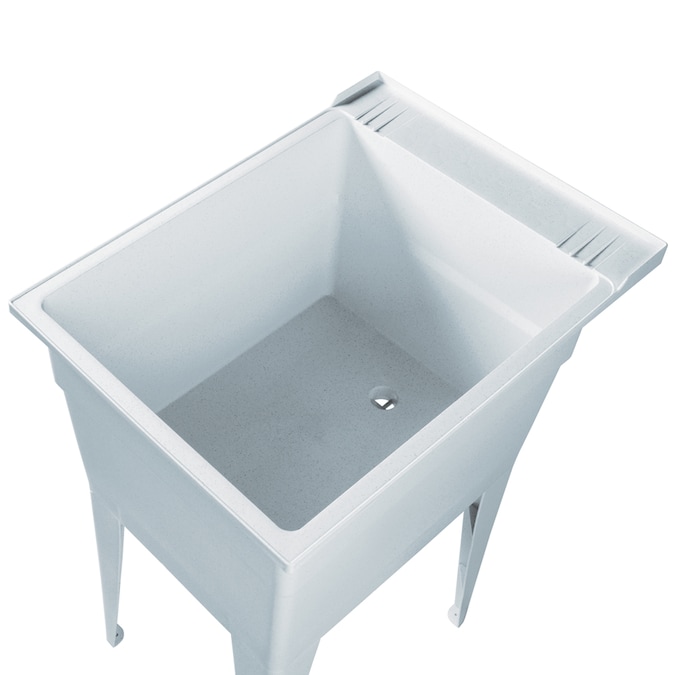 RuggedTub 18-in x 24.5-in 1-Basin White with Gray Speckles Freestanding Utility Tub - Image 3
