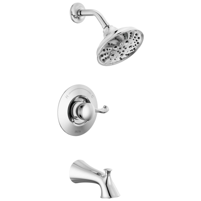 Delta Esato Chrome 1-handle Multi-function Round Bathtub and Shower Faucet Valve Included