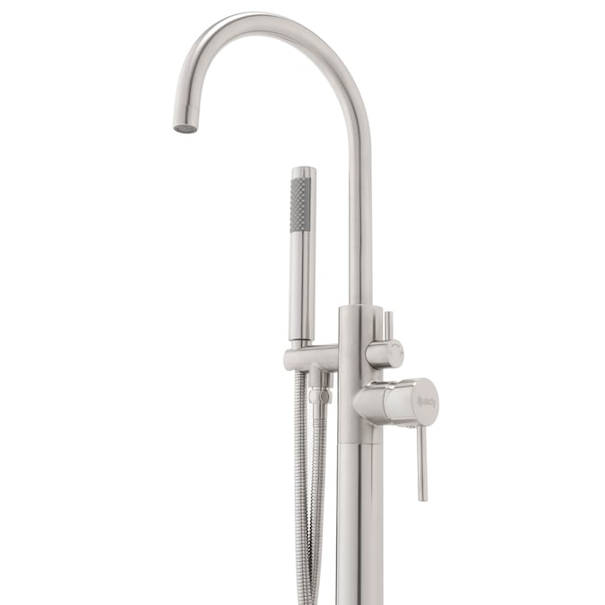 AKDY Brush Nickel 1-handle Freestanding High-arc Bathtub Faucet with Hand Shower (Valve Included) - Image 2
