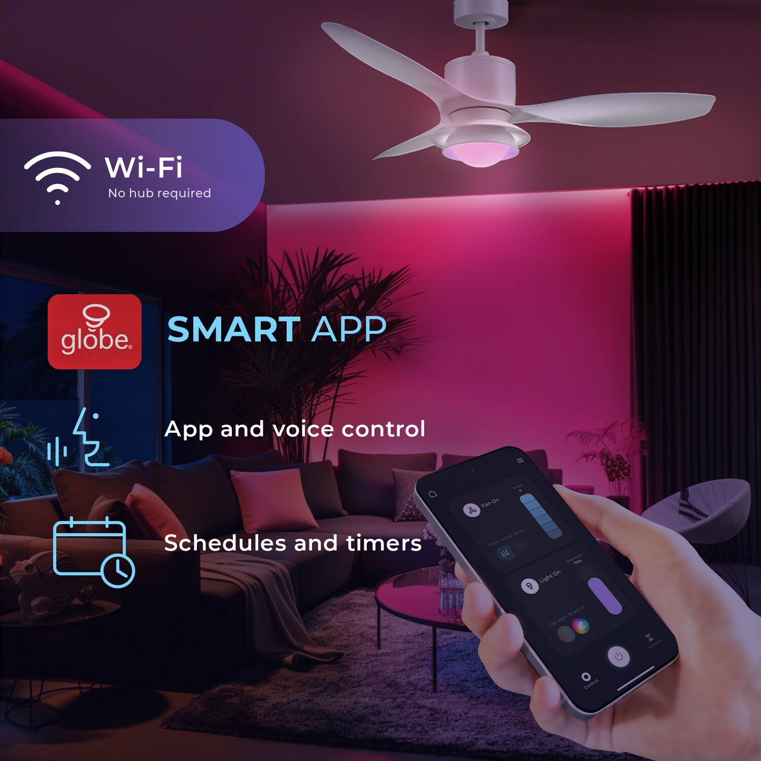 48-in Color-Changing Integrated LED Smart White with Satin Blades - Remote Included ( 3 -Blade ) - Image 3