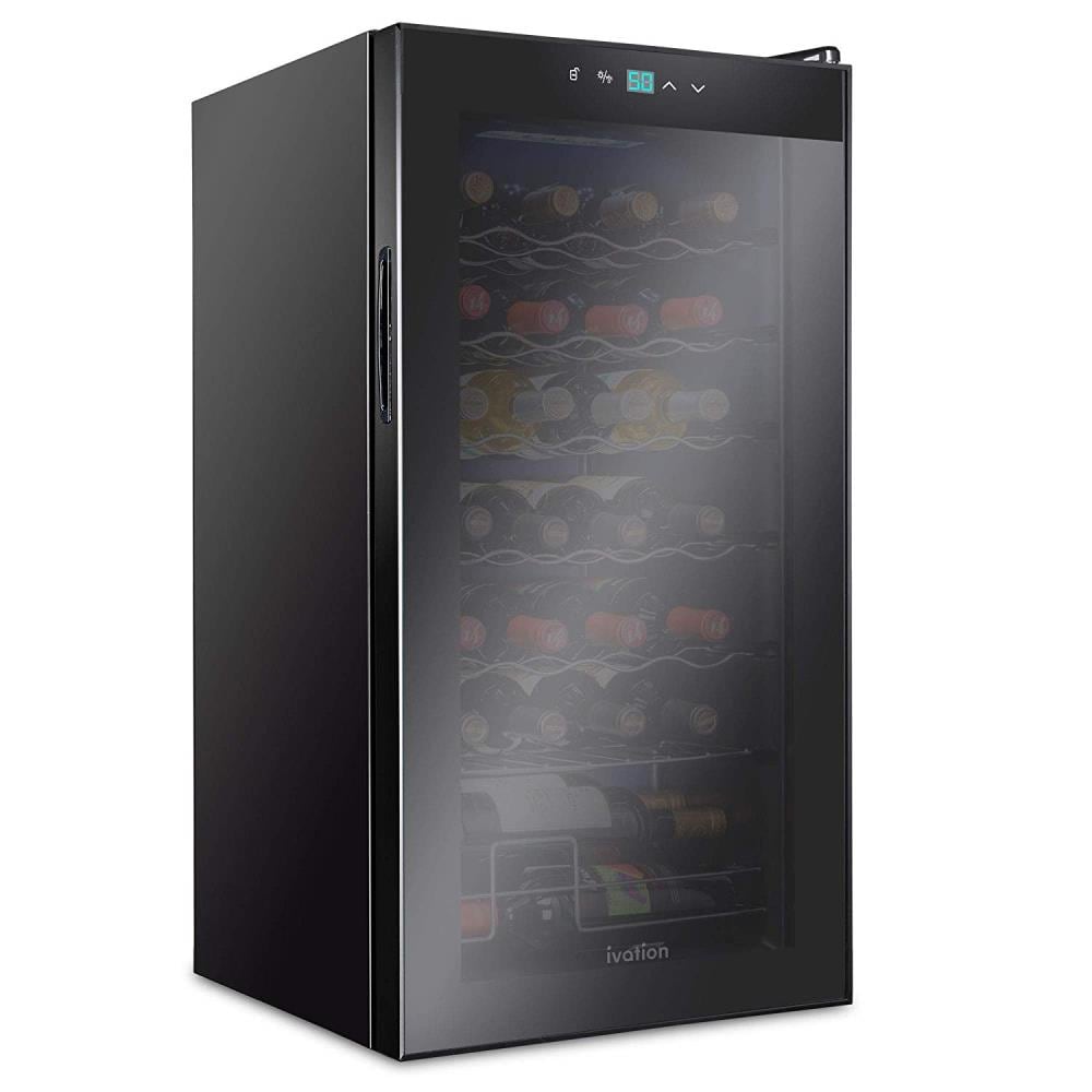 16.9-Inches W 28 -Bottles Black Freestanding Indoor Wine Cooler