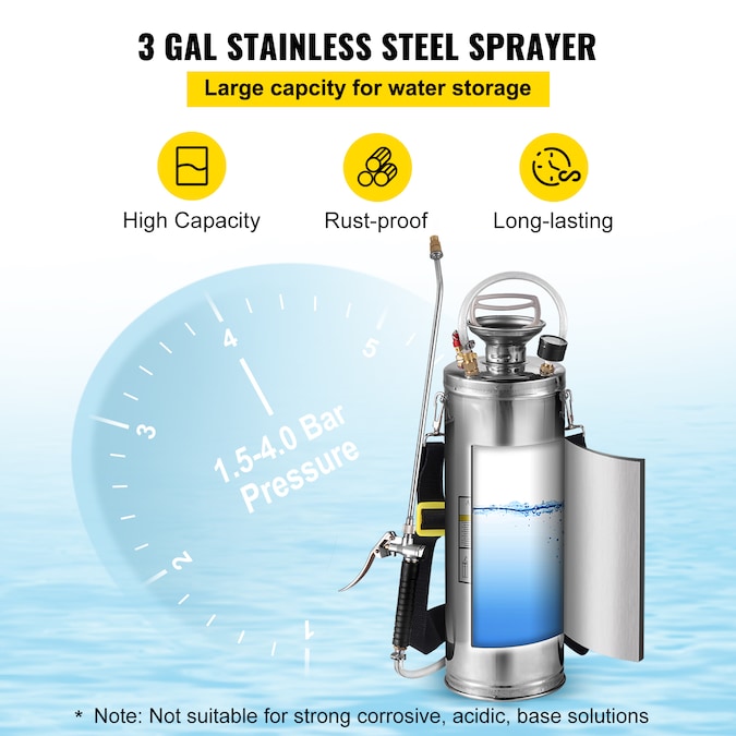 VEVOR 3-Gallon Stainless Steel Pump Sprayer - Image 4