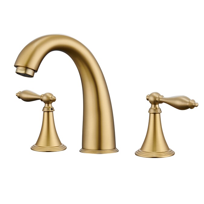 Mondawe Brushed Gold Widespread 2-Handle WaterSense Bathroom Sink Faucet with Drain