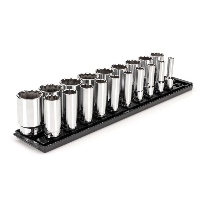 TEKTON 1/2-in Drive Standard (SAE) Deep Socket Set (19-Pieces)