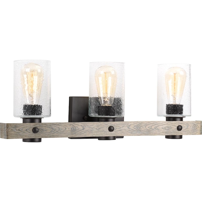 Progress Lighting Gulliver 24-in 3-Light Black Farmhouse Vanity Light