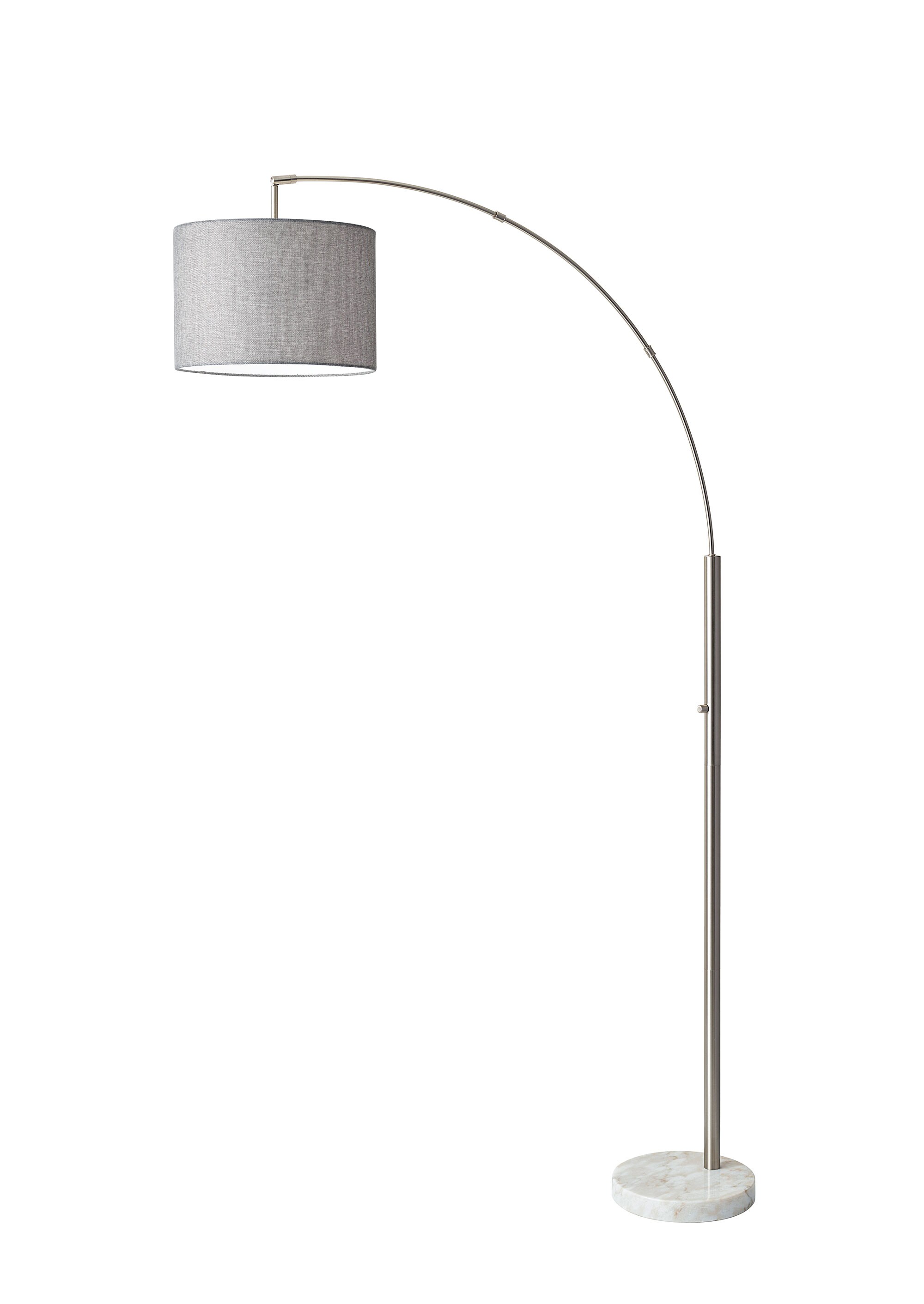 Bowery Arc Lamp 73.5-in Brushed Steel Arc Floor Lamp with Linen Shade