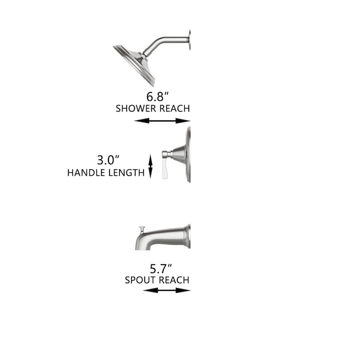 allen + roth Townley Brushed Nickel 1-handle Single Function Round Bathtub and Shower Faucet Valve Included - Image 5