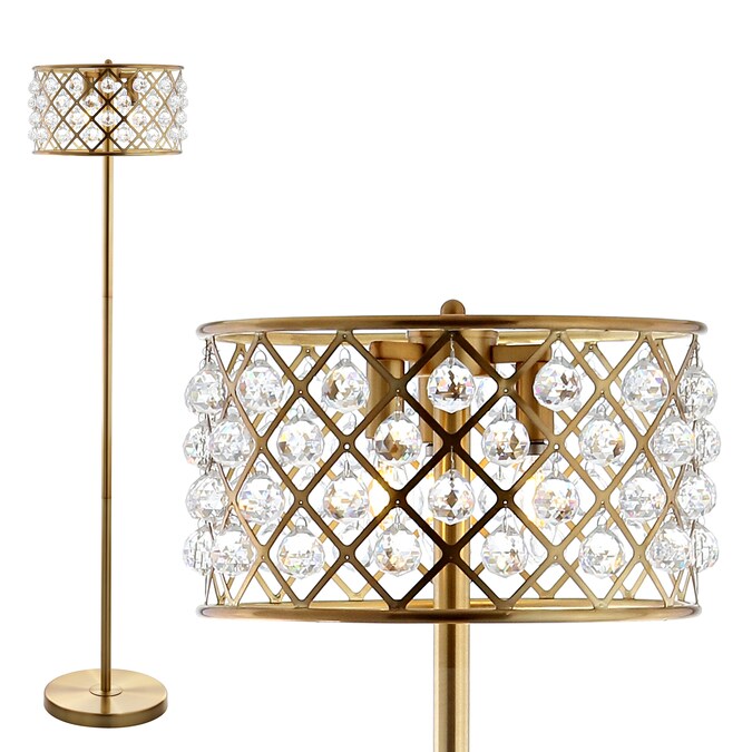JONATHAN  Y Elizabeth Crystal/Metal Transitional Glam 60-in Brass Gold Torchiere Floor Lamp