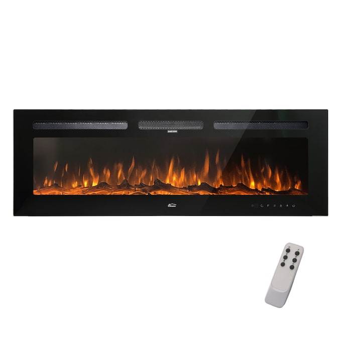 Clihome 60-in W Black LED Wall-mount Electric Fireplace with Remote Control Included