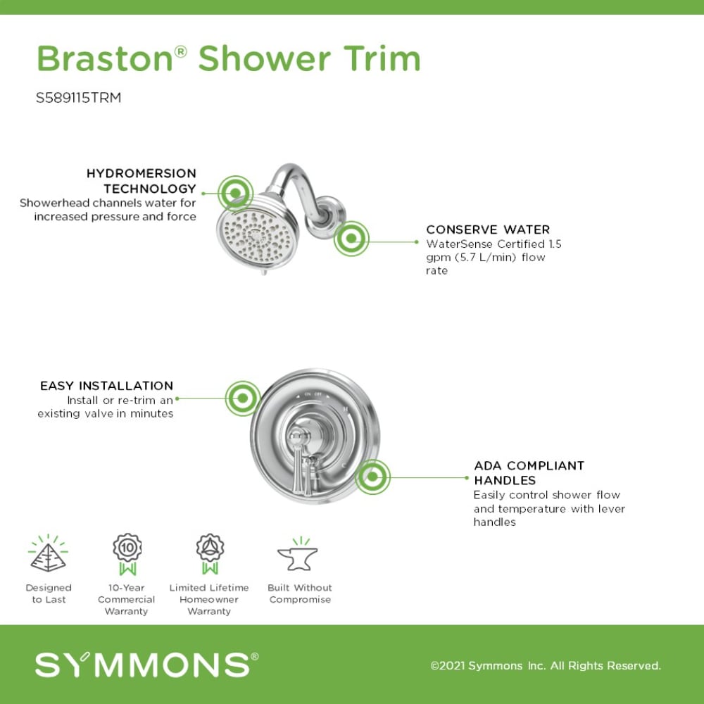 Braston Polished Chrome 1-handle Multi-function 4.07-Inches Round Shower Faucet - Image 3