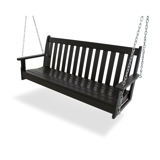 POLYWOOD Vineyard 3-person Black Recycled Plastic Outdoor Swing
