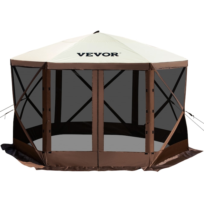 VEVOR 6-ft x 6-ft 12 x 12-FT Portable Gazebo Canopy Square 300D Oxford Fabric and B3 Gauze Netting Metal PVC Coated Polyester Roof Semi-permanent Gazebo