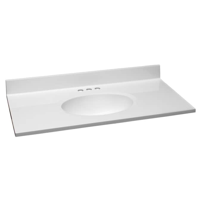 Design House 37-in x 19-in Solid White Cultured Marble Integral Single Sink 3-Hole Bathroom Vanity Top