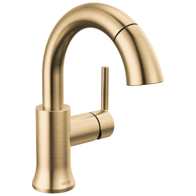 Delta Trinsic Champagne Bronze Single Hole 1-Handle WaterSense Pull-down Bathroom Sink Faucet with Drain
