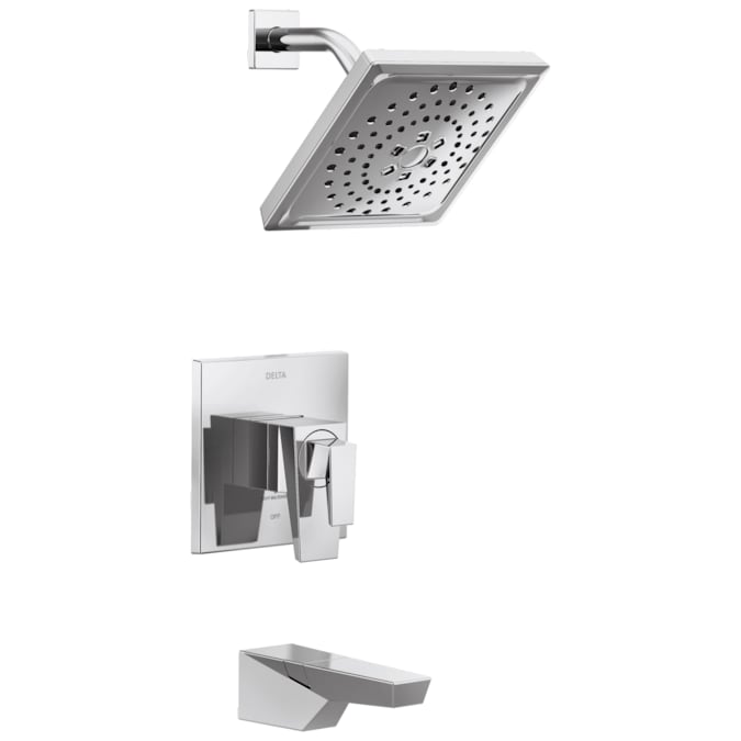 Delta Trillian Lumicoat Chrome 2-handle Multi-function Square Bathtub and Shower Faucet