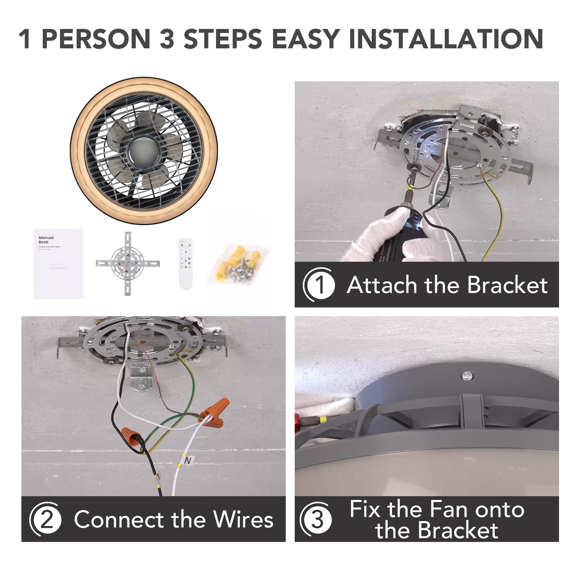 16-in Color-Changing Integrated LED Flush Mount Smart Farmhouse LED Enclosed Smoky Gray with ABS Blades Bladeless Ceiling Fan With Light - Remote Included ( 5 -Blade ) - Image 8