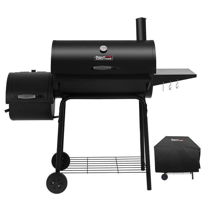 Royal Gourmet Cover Bundle 26.77-in W Black Barrel Charcoal Grill