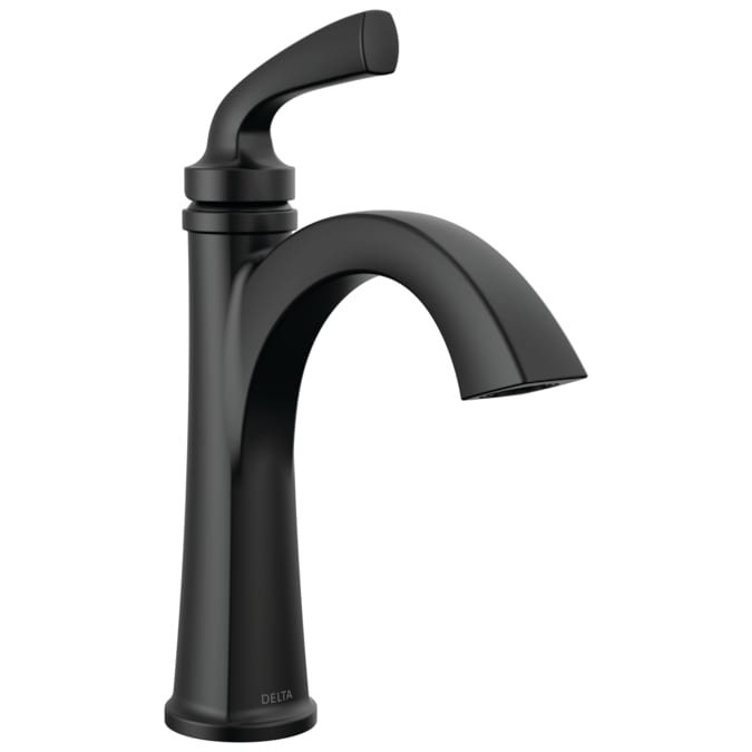 Delta Geist Matte Black Single Hole 1-Handle WaterSense Bathroom Sink Faucet with Drain and Deck Plate