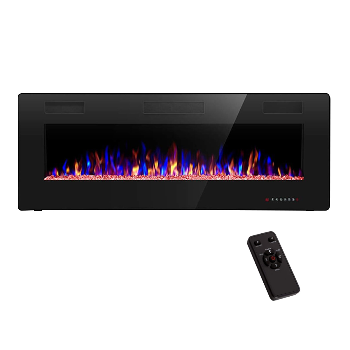 50-Inches W Black Wall mount LED Wall-mount Electric Fireplace with Remote Control Included