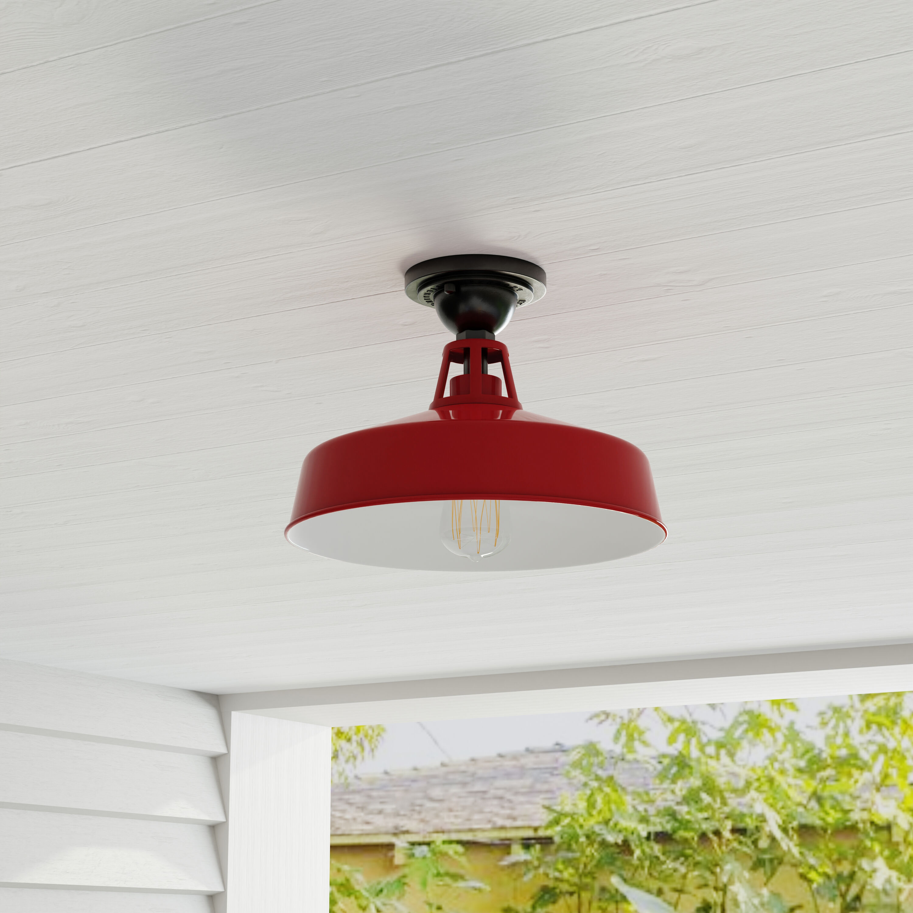 Cedar Springs 1 -Light 9.5-in Red Indoor/Outdoor Semi Flush Mount Light - Image 2