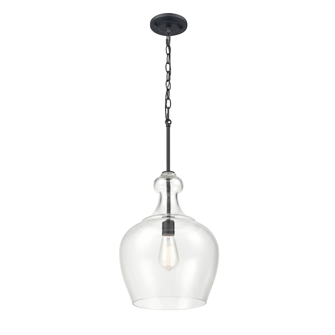 Millennium Lighting Corra Matte Black Glam Clear Glass Globe Led, Medium Hanging Pendant Light
