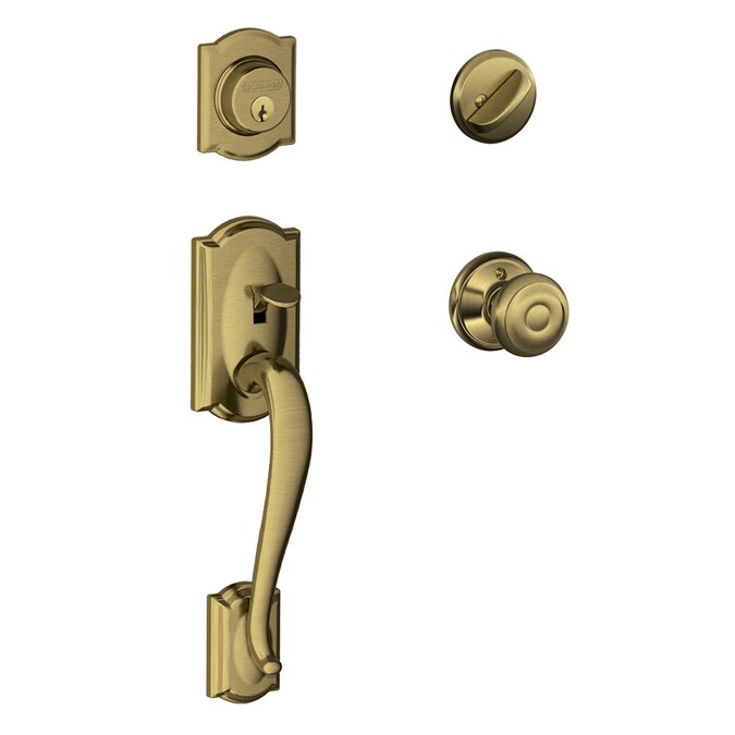 Schlage Camelot Antique Brass Single Deadbolt Keyed Entry Door Handleset Knob