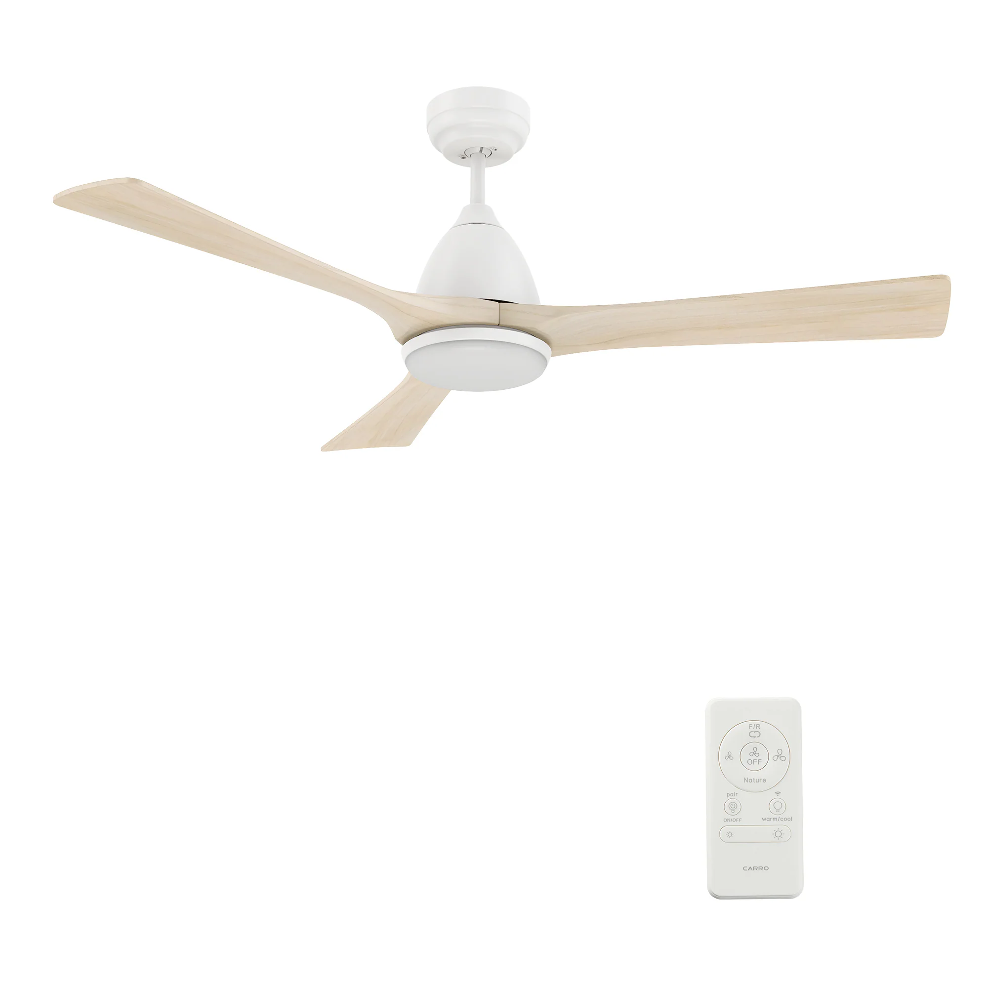 Antrim 52-in Integrated LED Smart White with Solid Wood Whitewashing Blades Ceiling Fan With Light - Remote Included ( 3 -Blade )