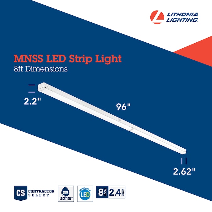 Lithonia Lighting 8-ft 1-Light Adjustable Switchable White LED Strip Light - Image 4