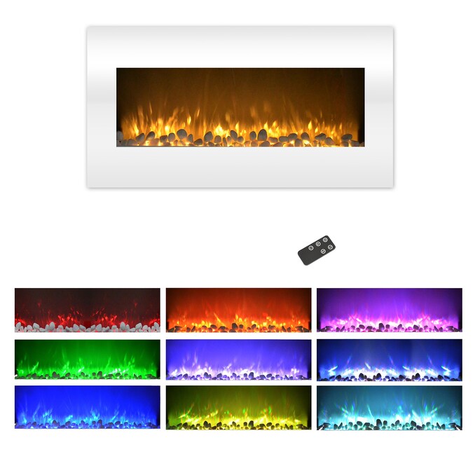 Hastings Home 36-in W White LED Wall-mount Electric Fireplace with Remote Control Included - Image 3