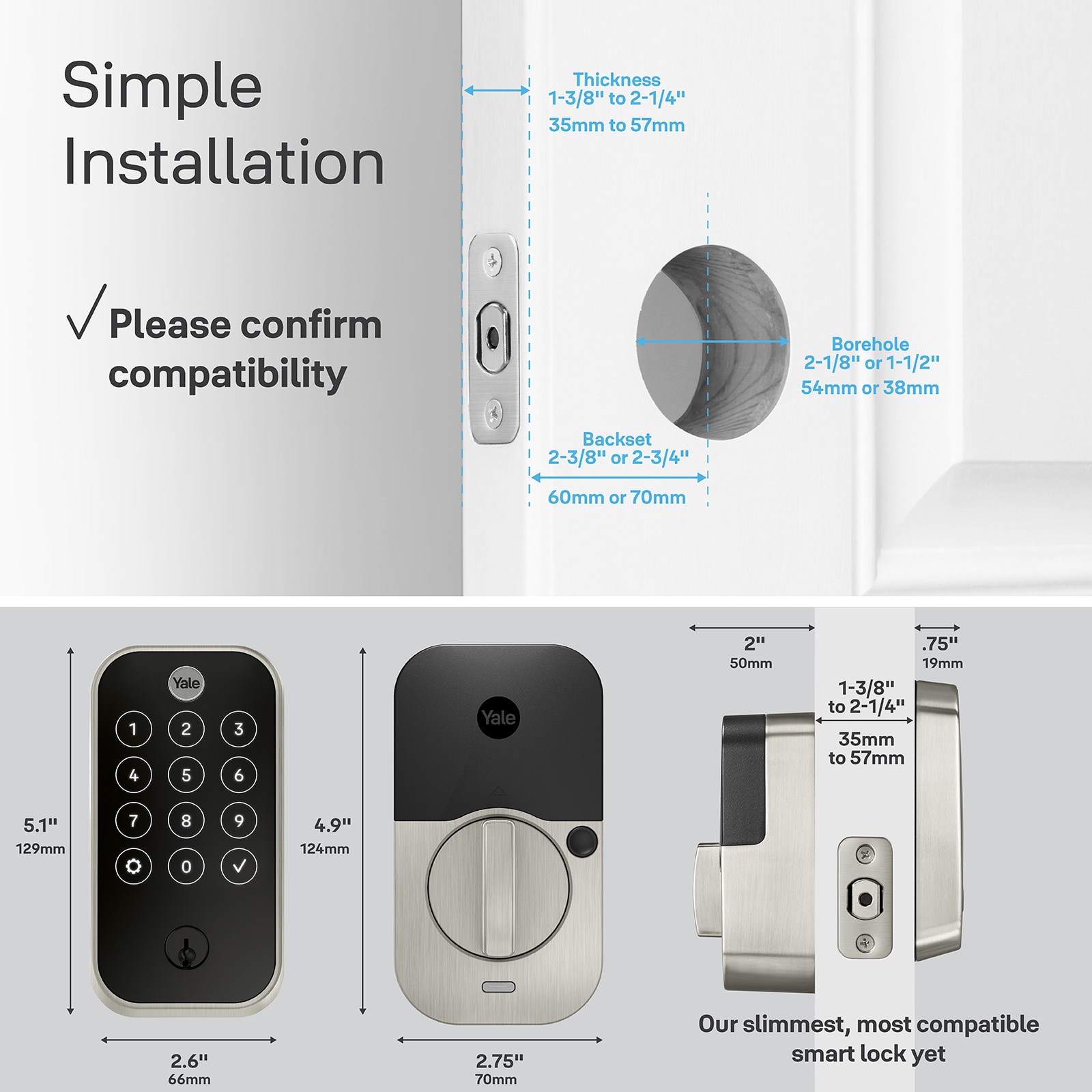 Assure Lock 2 Satin Nickel Smart Lock Electronic Deadbolt Bluetooth and Touchscreen Keypad - Image 4