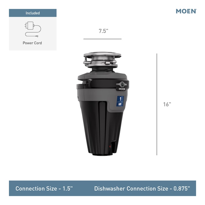 Moen Luxe Chef Continuous Feed 1-HP Septic Safe Corded Garbage Disposal with Noise Insulation - Image 8