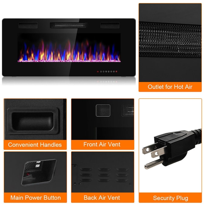 CASAINC 42-in W Black Fan-forced Wall-mount Electric Fireplace with Remote Control Included - Image 12