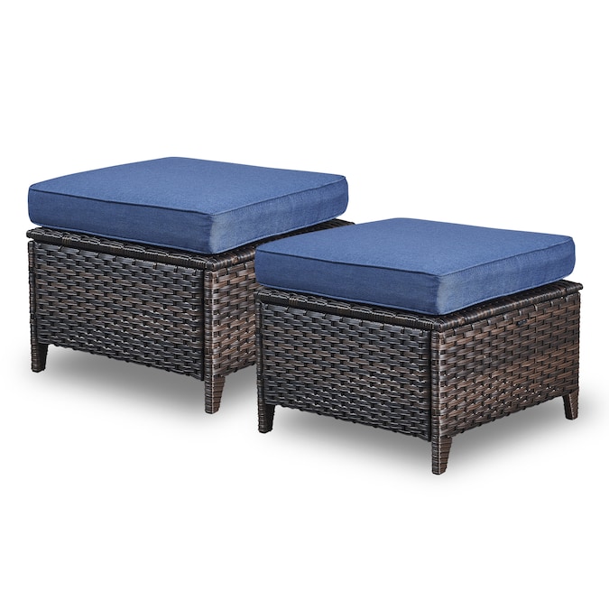 Rilyson Curved handrail 2 Browm Wicker Ottoman