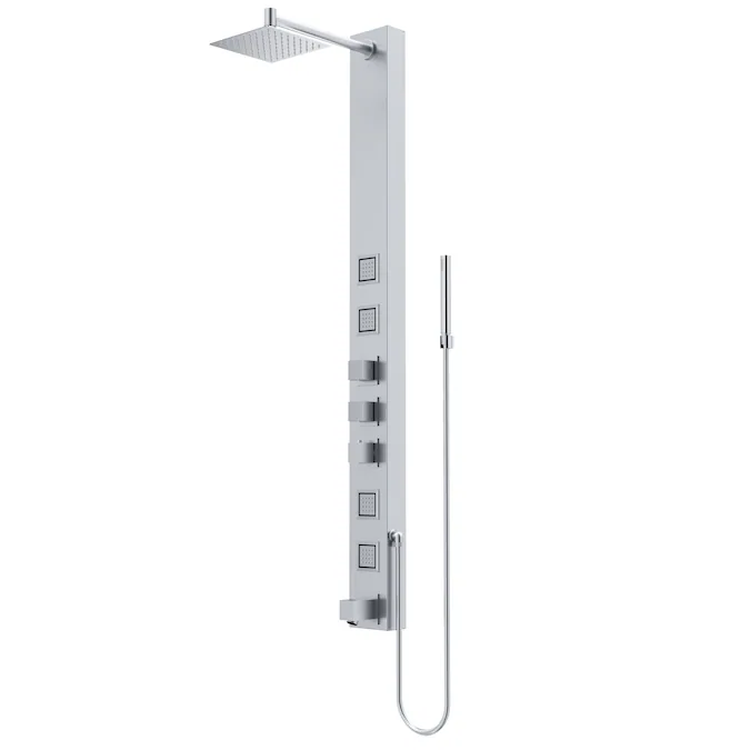 VIGO Bowery Stainless Steel 8-in Waterfall Shower Panel System with 3-way Diverter (Thermostatic Valve Included)