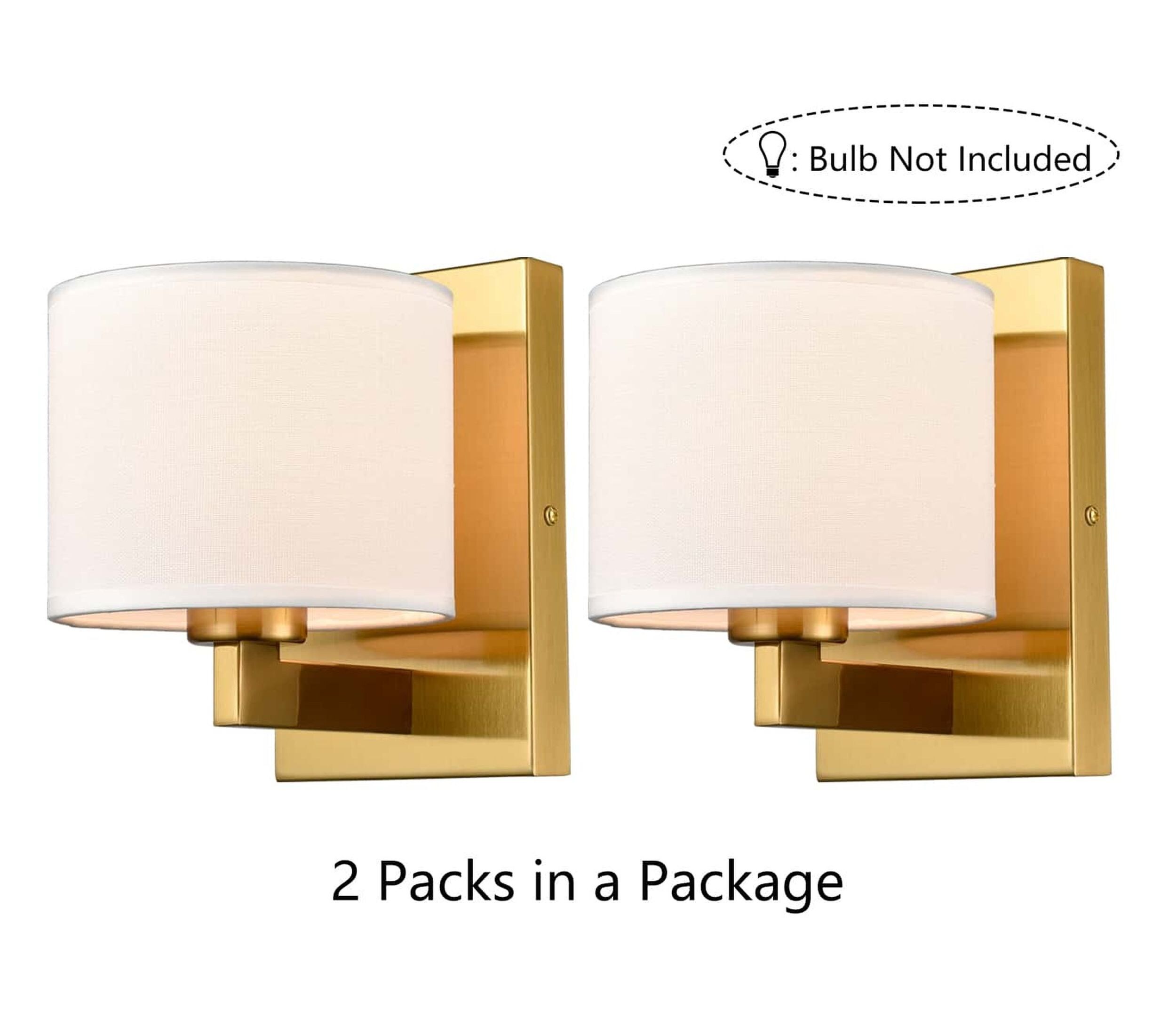 Fabric 5.9-in W 2 -Light Brushed Brass Wall Sconce - Image 4