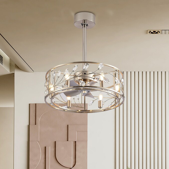 Breezary Fandelier 20-in Nickel with Silver Blades Indoor/Outdoor Cage Ceiling Fan with Light and Remote (5-Blade) - Image 10