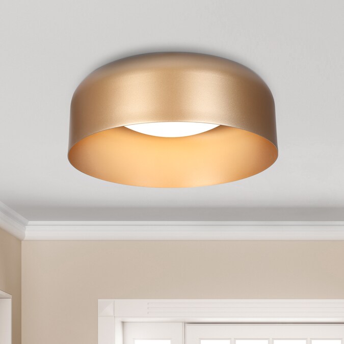 ZEVNI Jarrod 1-Light 14-in Matte Gold LED Semi Flush Mount Light