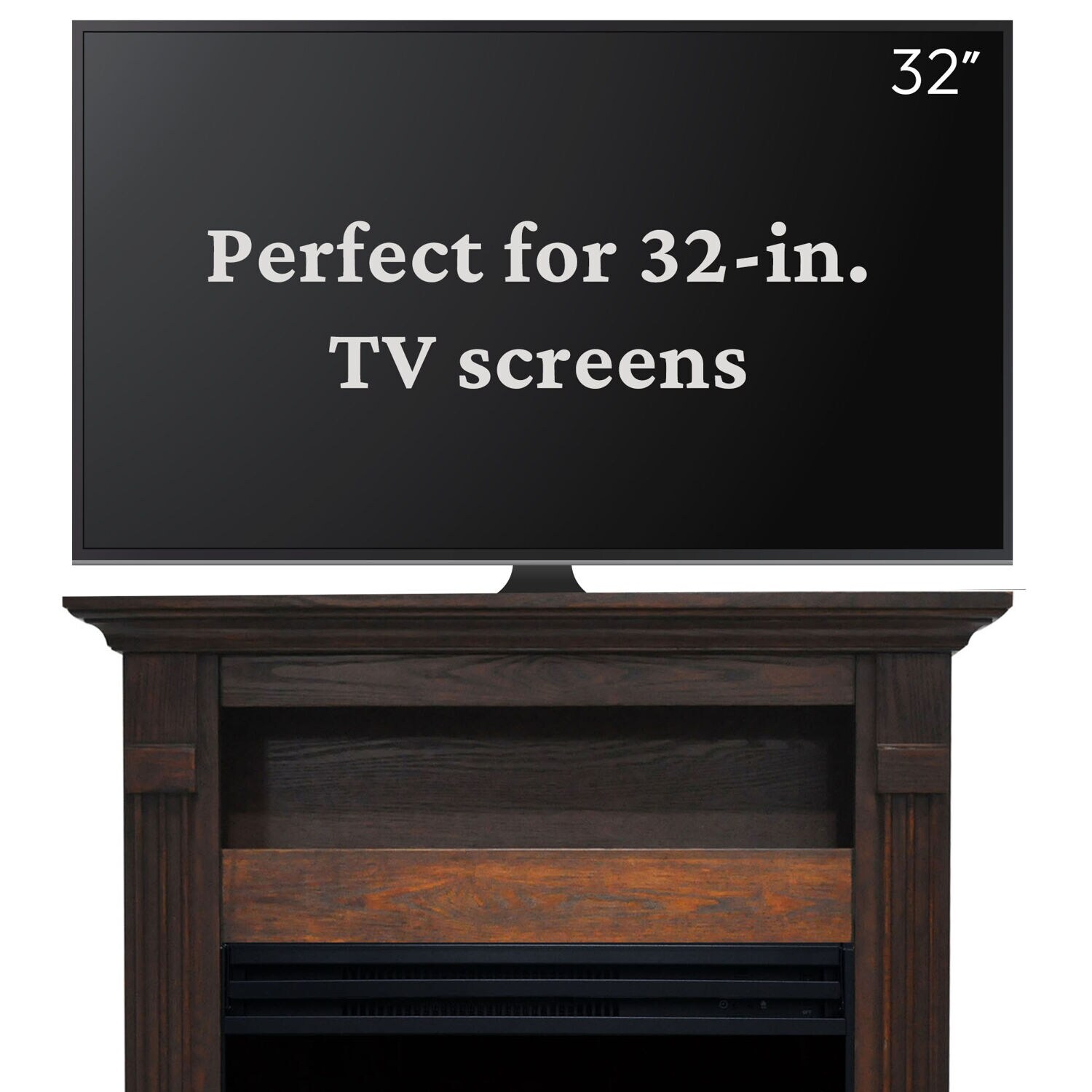 33.9-in W Walnut Free standing Fan-forced Flat wall Electric Fireplace with Remote Control Included - Image 7