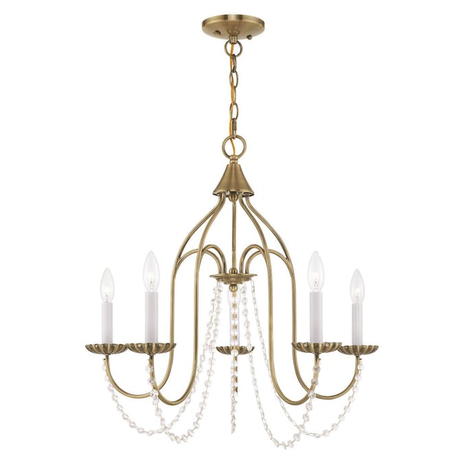 Livex Lighting Alessia 5-Light Antique Brass Traditional Damp Rated Chandelier