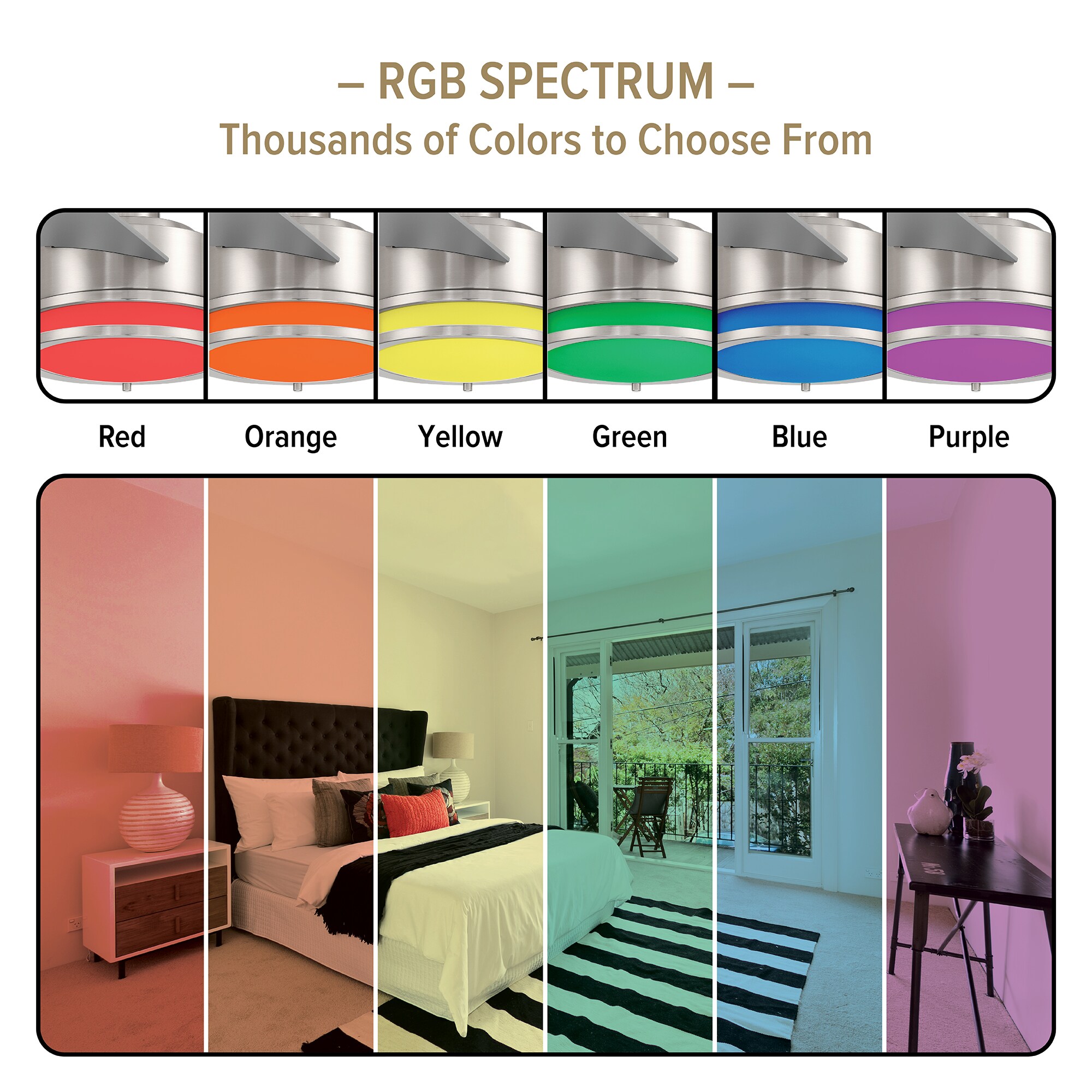 Cassini 52-in Color-Changing Integrated LED Outdoor Flush Mount Smart Brushed Nickel with Silver Blades Ceiling Fan With Light - Remote Included ( 3 -Blade ) - Image 7